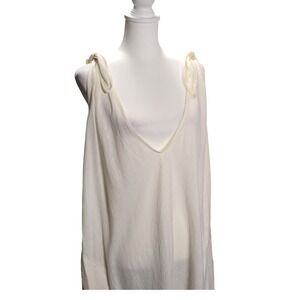 Peyton‎ & Parker Cream Tie Shoulder Dress Swim Coverup Women's 3X Linen Rayon